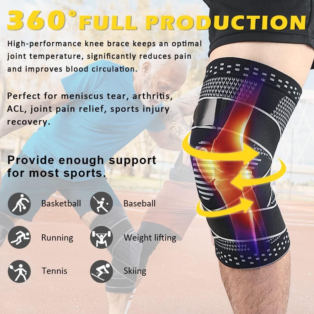 Knee Compression Sleeve - Best Knee Brace for Knee Pain for Men & Women – Knee  Support for Running, Basketball, Weightlifting, Gym, Workout, Sports(1  Pair)