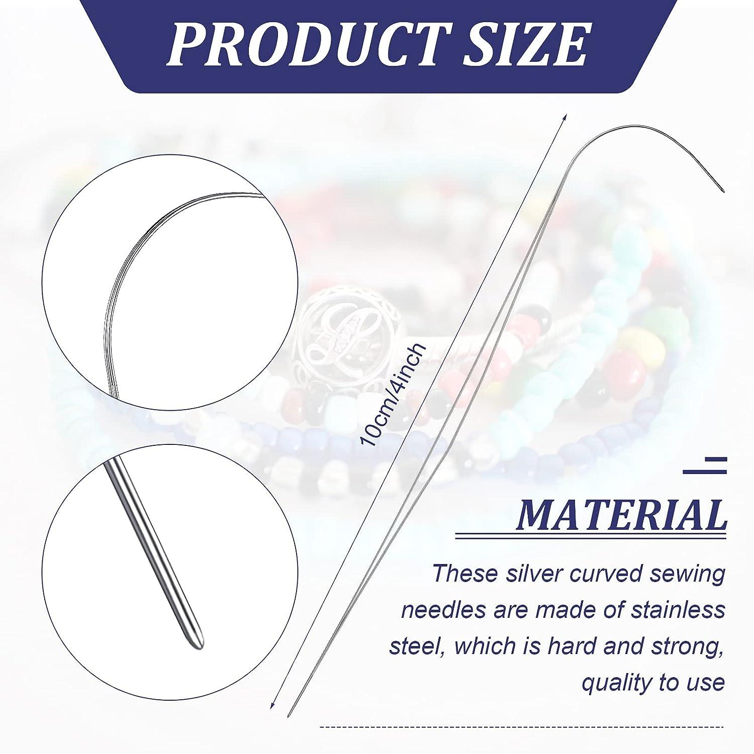 5PCS Big Eye Curved Beading Needles Stainless Steel Sewing Needles DIY Bead  Spinner Needles A0KF