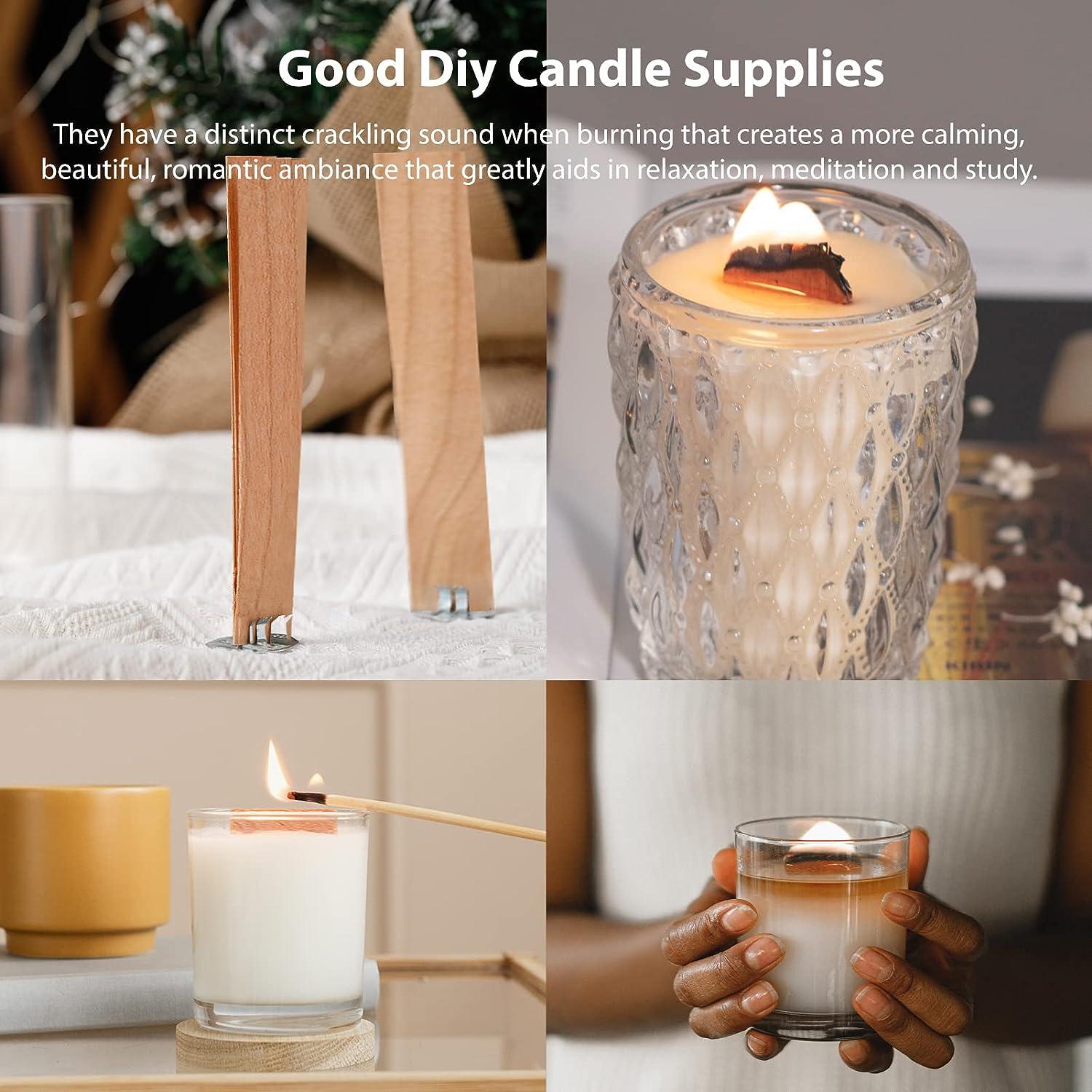 Natural Thick Wood Candle Wicks Cores Iron Stands DIY Craft Wax