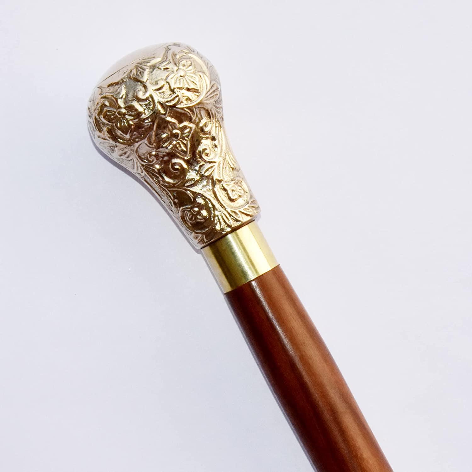 Brown And Gold Brass & Wood Knob Vintage Wooden Walking Stick at Rs 600 in  Roorkee