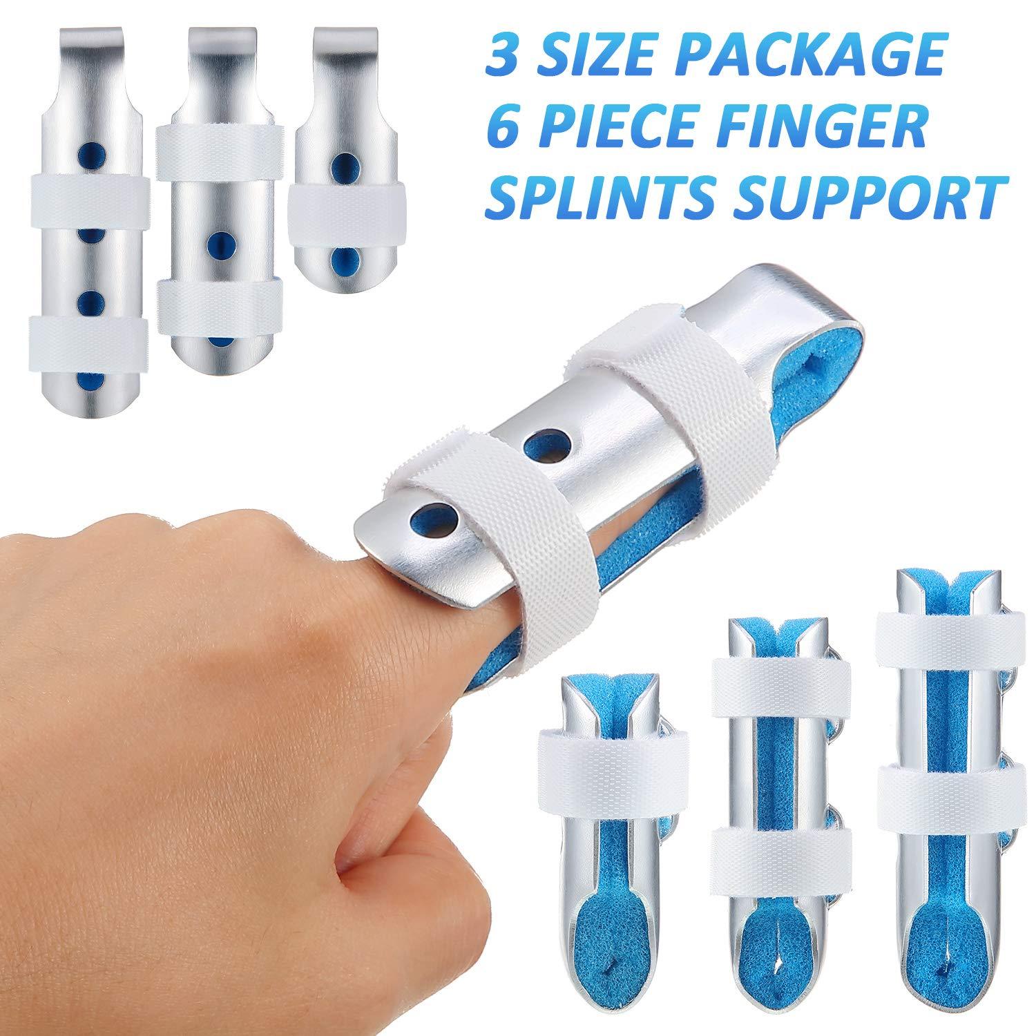 6 Pieces Finger Splints Metal Finger Support Finger Stabilizer for