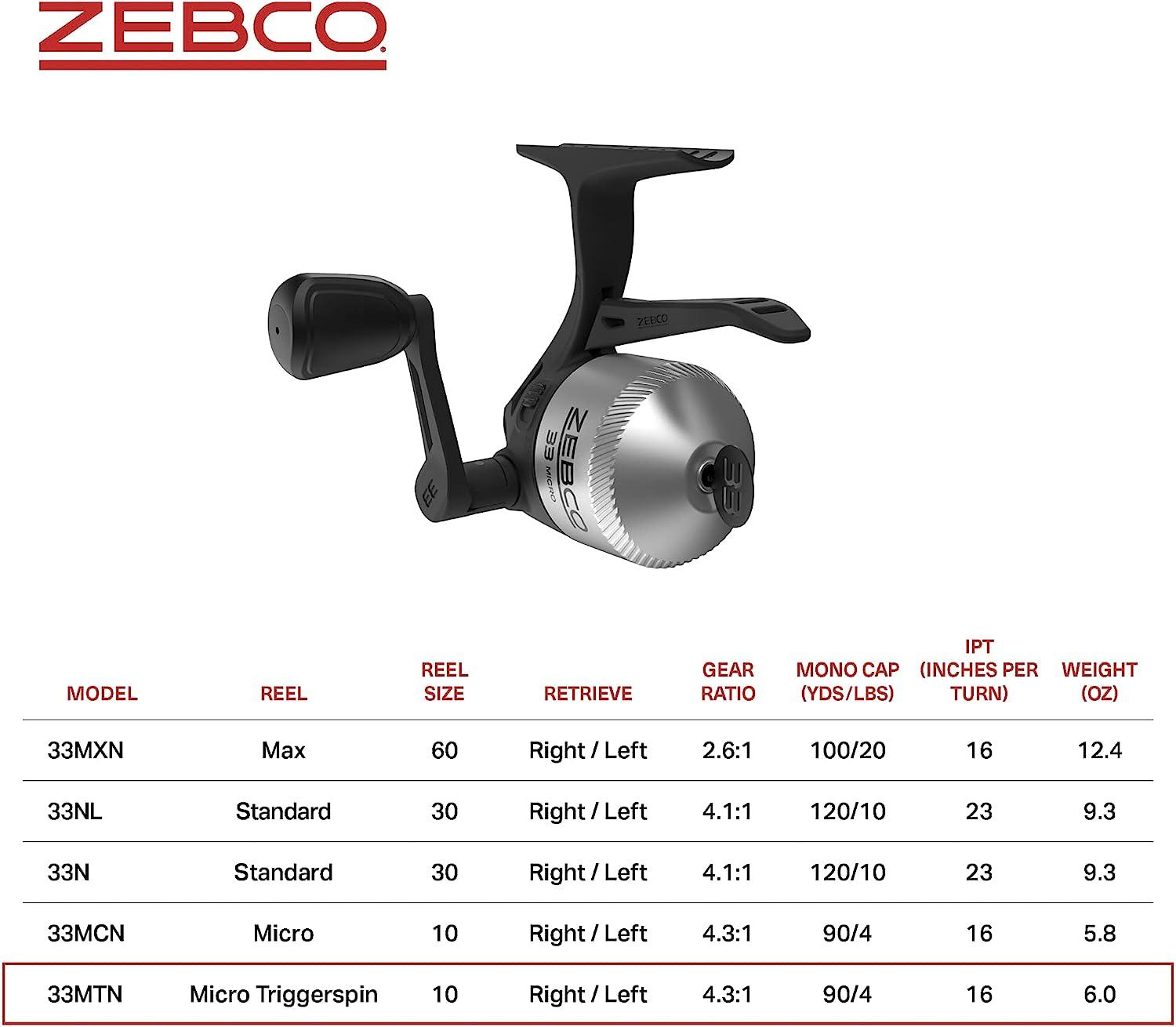  Zebco 33MICRO TRIGGERSPIN Reel 4#C : Sports & Outdoors