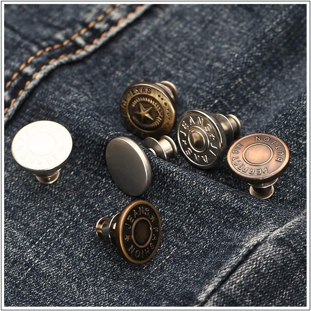 Pants Button Pins, 6 Sets Jean Button Pins, No Sew And No Tools Instant  Adjustable Jean Button Pins For Jeans