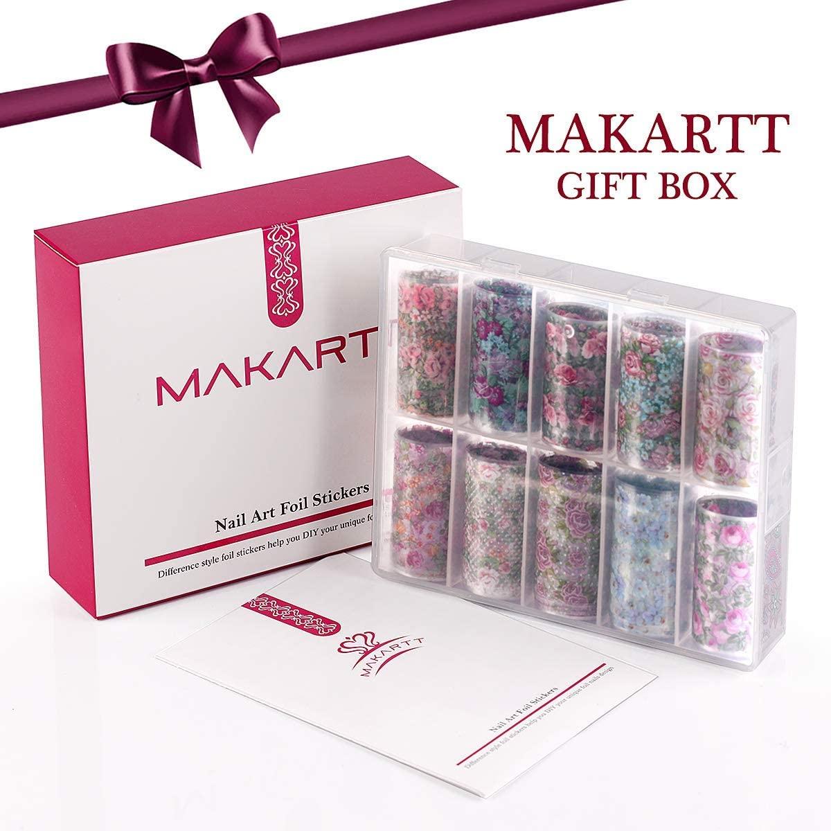 Makartt 10 Rolls Flower Print Nail Foil Transfer Stickers, Colorful Florals  Pattern Nail Foil Sheets Adhesive Nail Decals Nail Art Design Tool for DIY  Nail Decoration Assorted Flowers