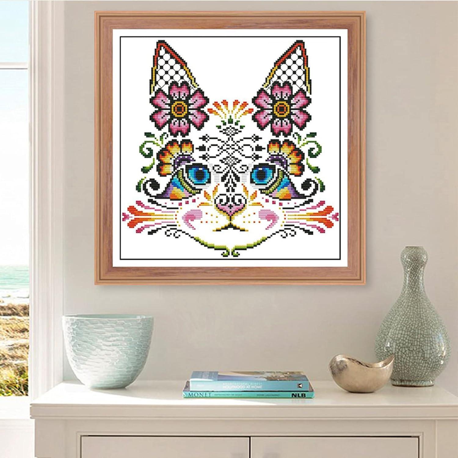  51buyoutgo Flower & Cat Cross Stitch Kits for Adults, 11 ct  Easy Funny Pre Printed Stamped Counted Cross Stitch Patterns Kits for  Adults Beginners Kids, Embroidery Starter Kits for Beginners 46x36