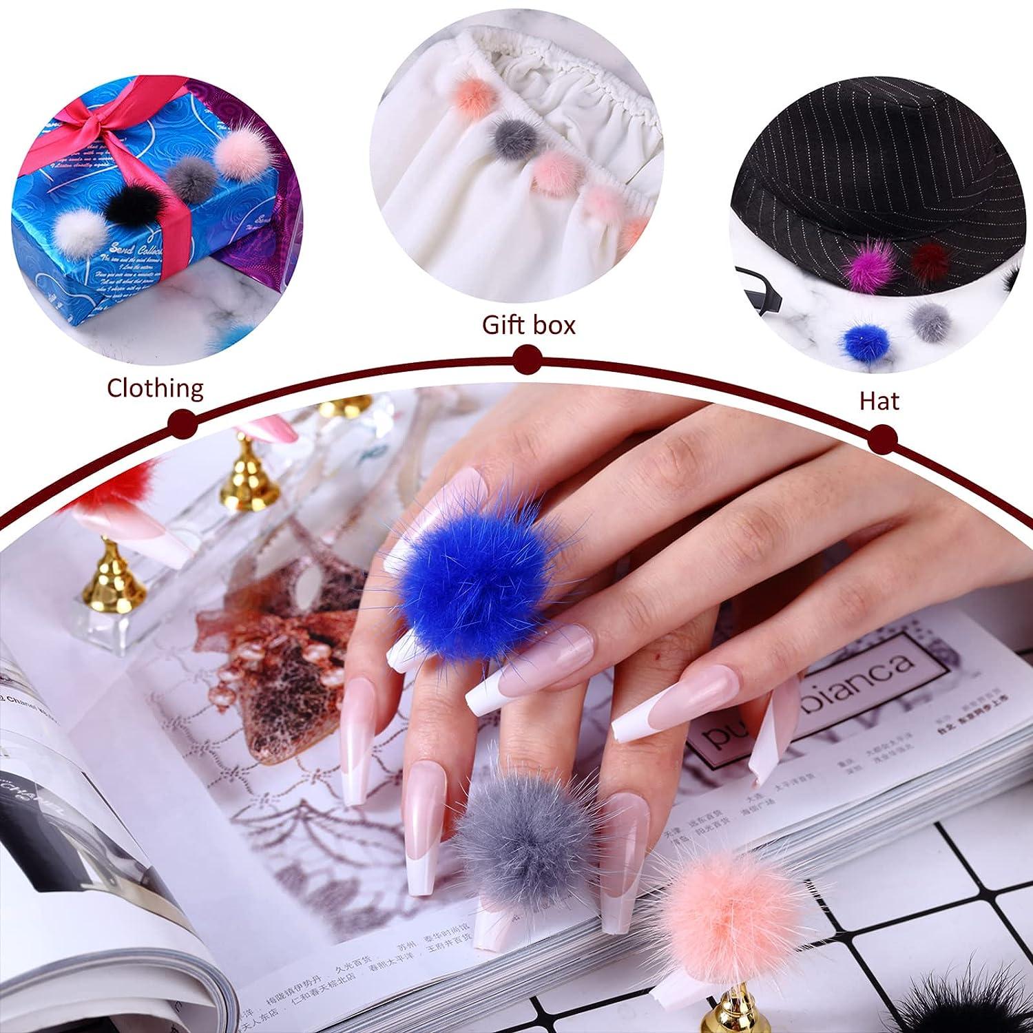 24 Pieces 3D Nail Art Fluffy Pom Balls Kawaii Nail Charms Detachable  Magnetic Nail Pom Pom Plush Balls with Storage Box for Nail Design Manicure  Tips Girls Women Nails Art DIY