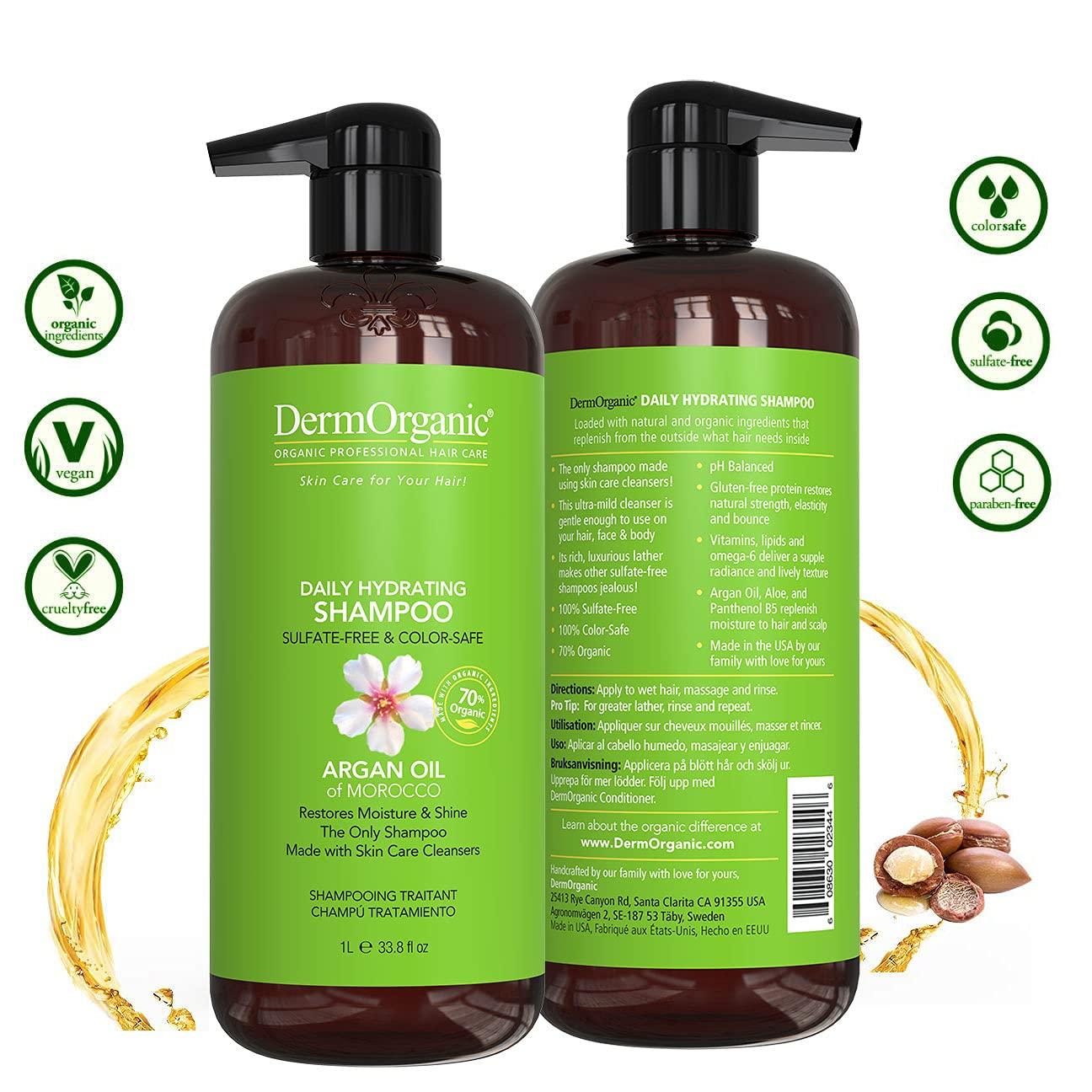 Oil fl.oz. Shampoo & 33.8 Sulfate-Free - Argan Oz May Hydrating 33.8 Vary) Color-Safe, DermOrganic Daily Fl with (Packaging
