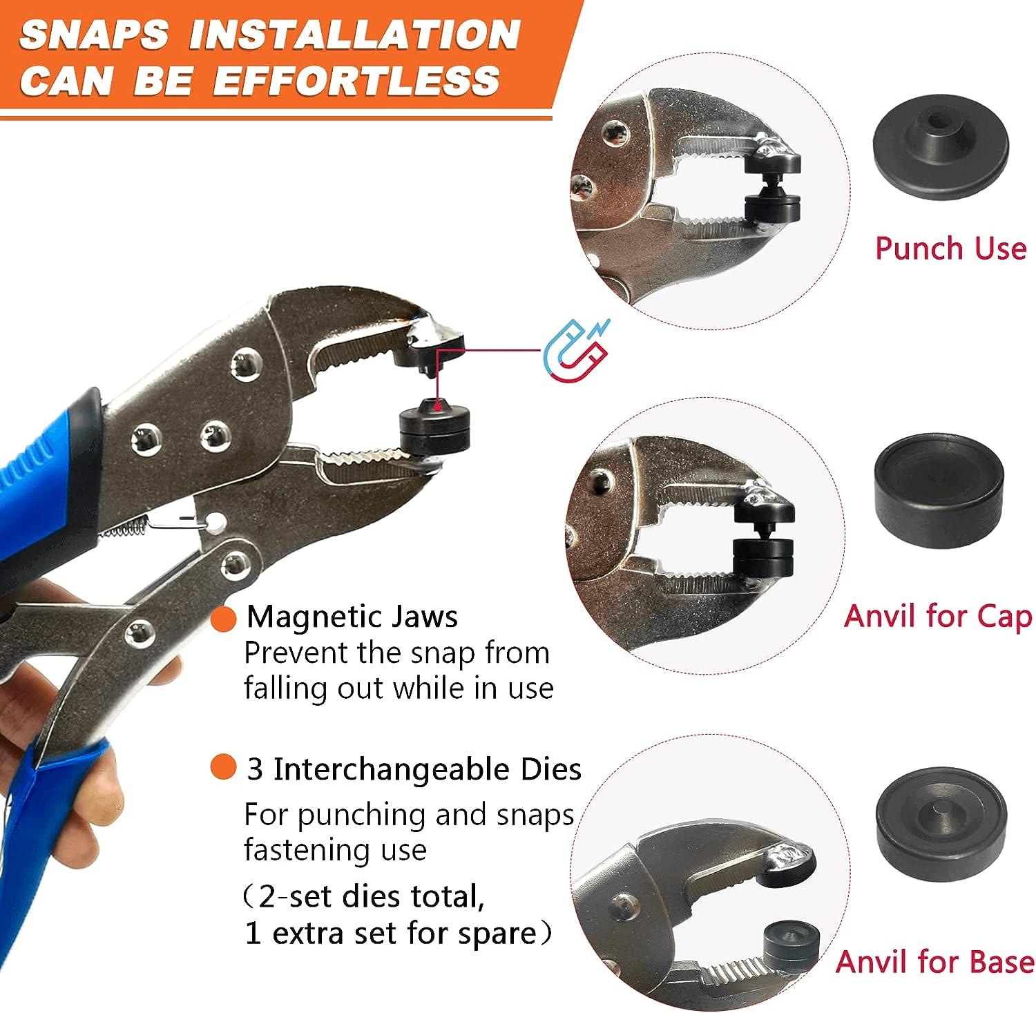 Heavy Duty Snap Attachment Tool for 3/8 Female Socket Push and Bend Snaps
