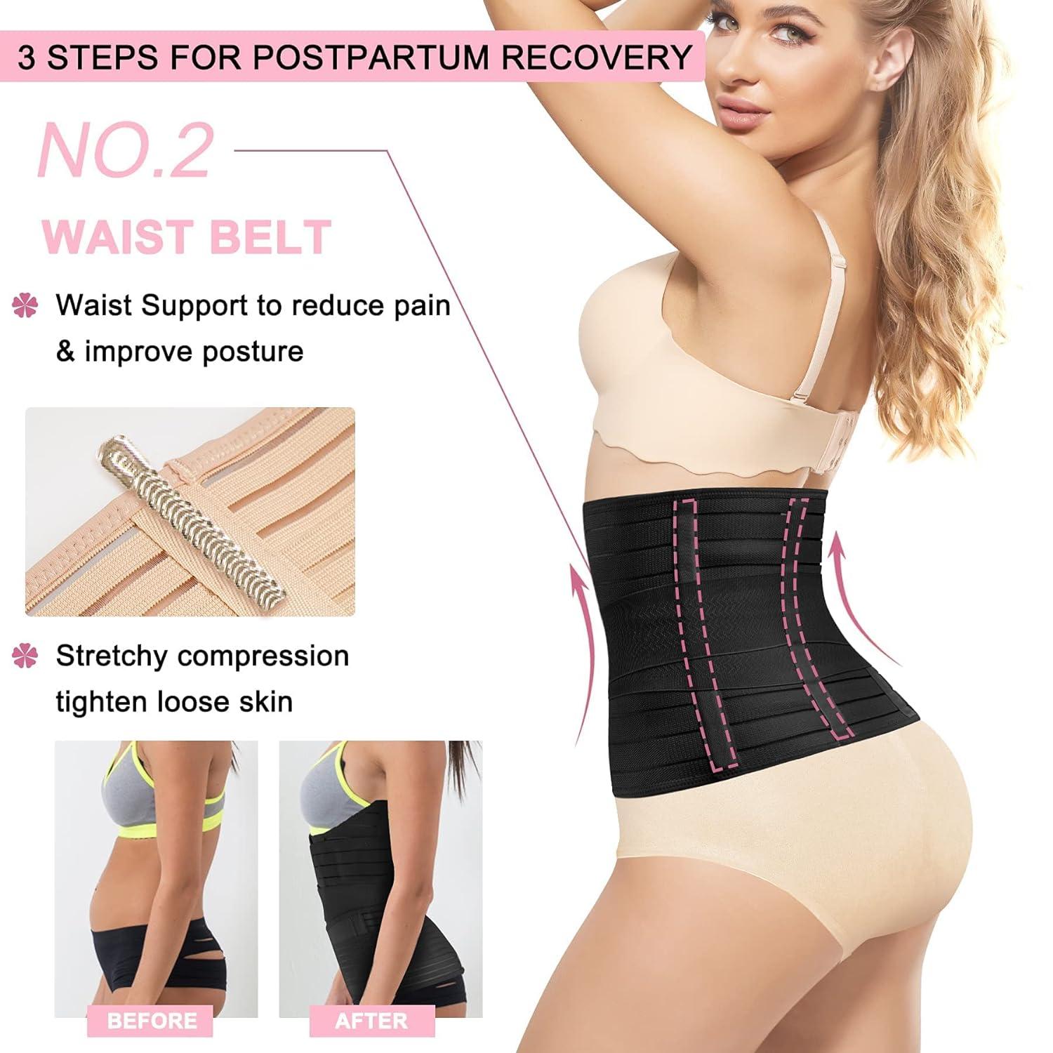 Gotoly 2 in 1 Postpartum Belly Wrap Girdle Pelvis Belt Waist Trainer Tummy  Control Shapewear for Women(Beige 3X-Large) 