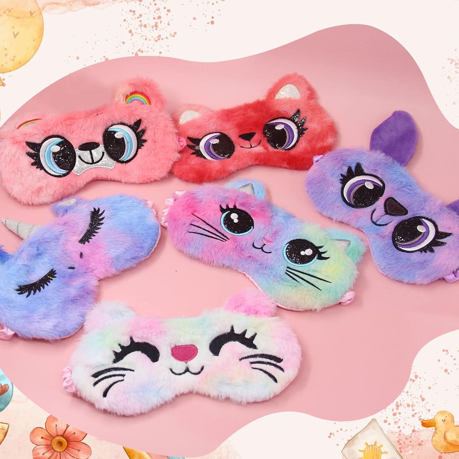 2 Pcs Kids Sleep Mask Shinywear Cat Sleeping Mask Unicorn Eye Mask for  Girls Boys Women Cute Sleep Mask Soft Plush Blindfold Eye Mask Covers for  Sleep Colorful Cat and Unicorn 2 Pack