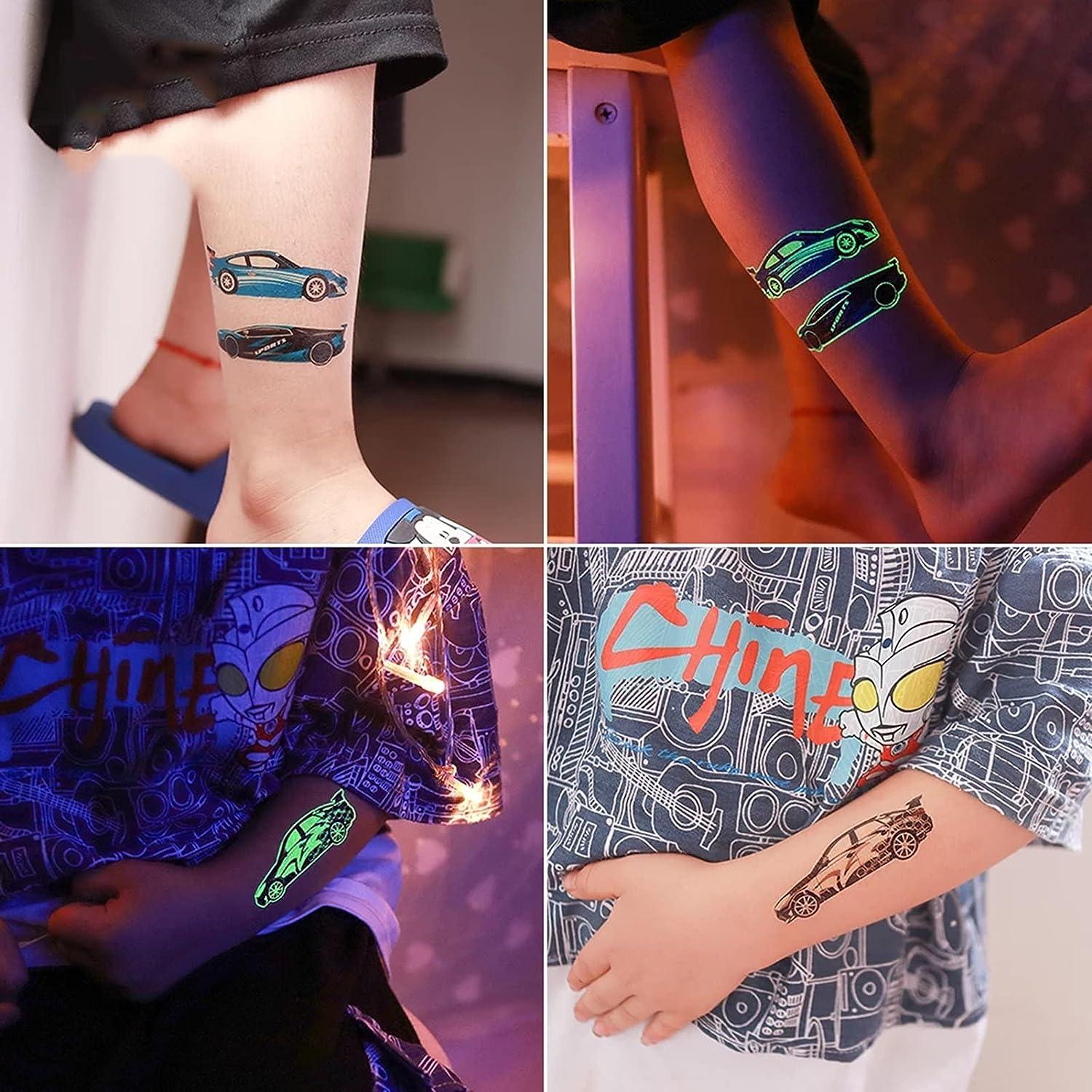 6 Sheets Car Temporary Tattoos for Kids Boys Glow Race Car Body Stickers  Waterproof Tattoo Stickers Luminous Vehicle Cute Tattoo Sticker Gifts  Birthday Party Supplies Favors Bag Filler Decorations