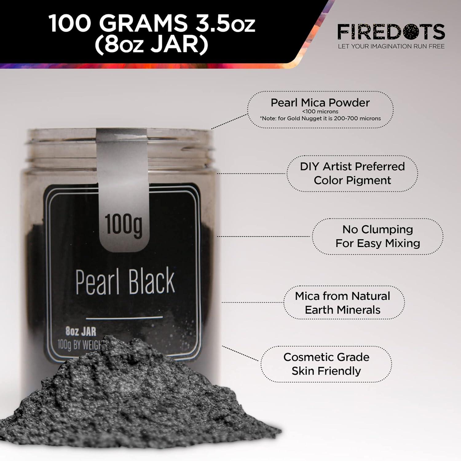 FIREDOTS Black Mica Powder for Epoxy Resin 200g of Pearl Black Bulk  Discount Easy to Mix Epoxy Resin Pigment Powder for Soap Making Candle  Making Body Butter and Lip Gloss 200 