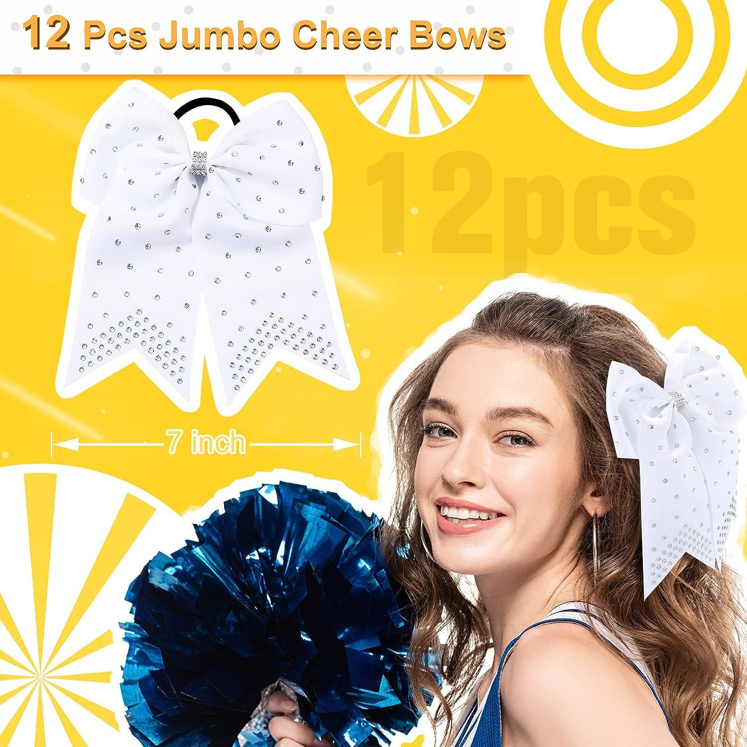  7 Jumbo Cheer Bow Big Hair Bows Ponytail Holder
