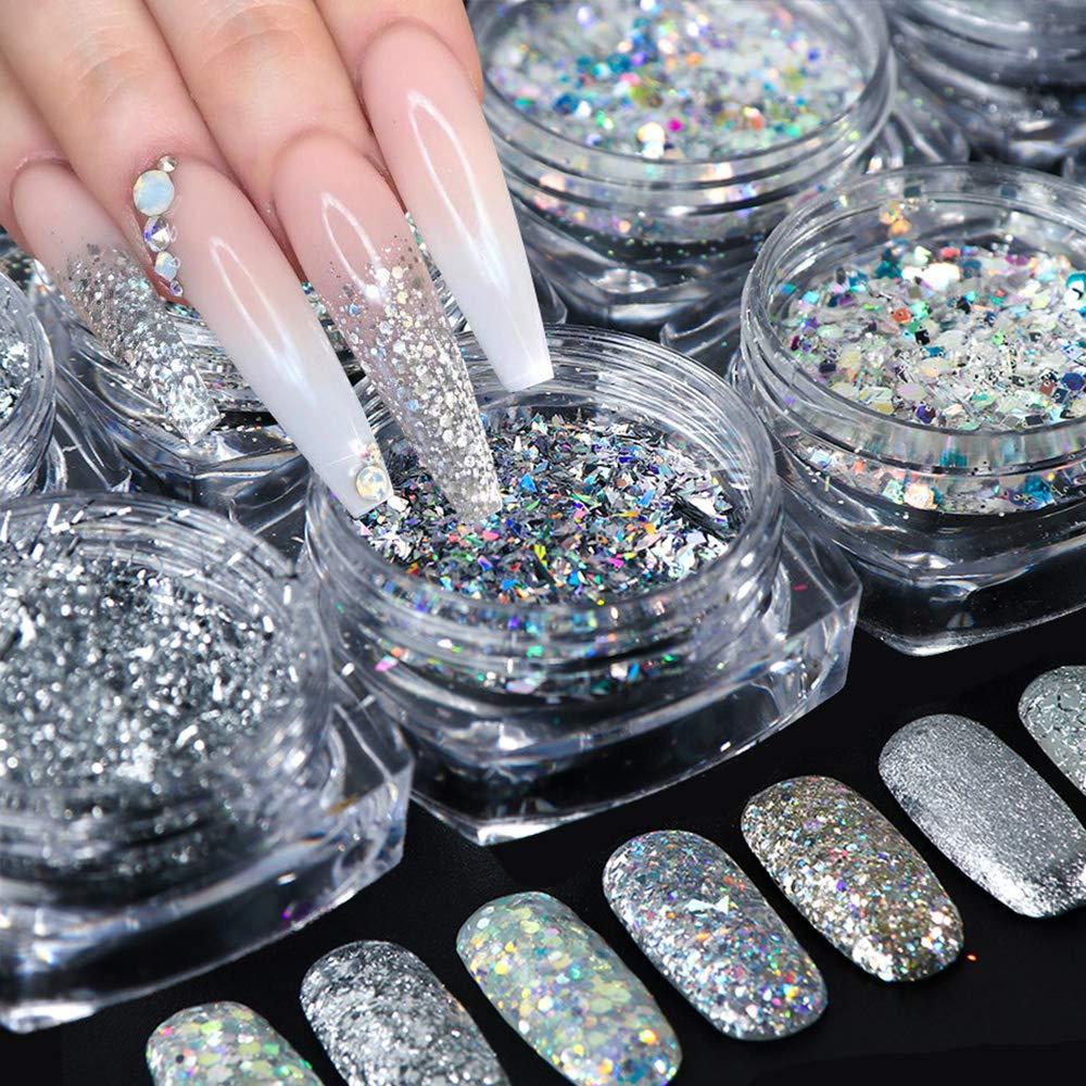 Mirror Chrome Silver Nail Powder Glass Super Shiny Effect Nails Pigment  Shimmer | eBay