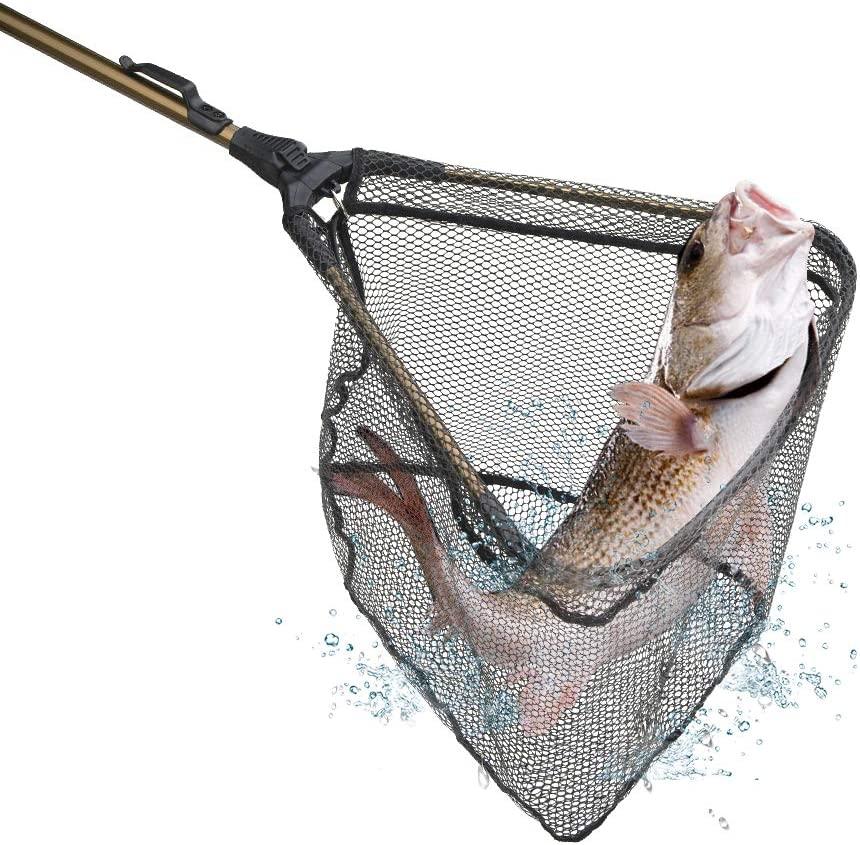 Telescopic Mesh Fish Landing Net Pole Handle Fishing Tackle