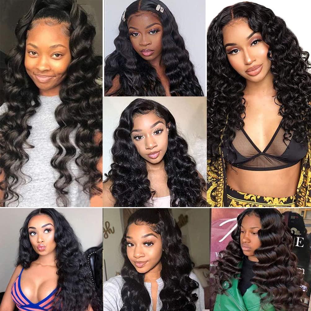 13x4 Lace Front Wigs Human Hair Loose Deep Wave Lace Frontal Wigs for Black  Women Human Hair Pre Plucked Loose Deep Curly Lace Front Wig Natural  Hairline Glueless 150% Density 20 Inch