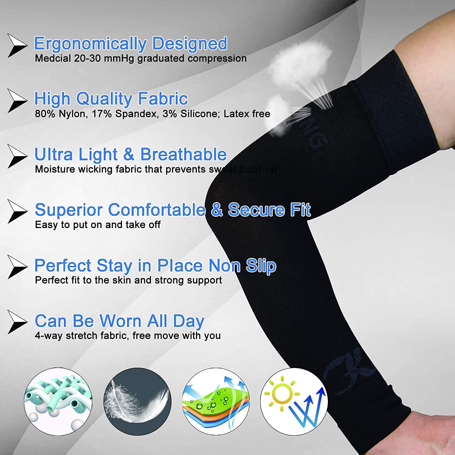 Compression Arm Sleeve, Breathable Perfect Fitting Lymphedema Sleeve  Prevent Swelling for Daily Wear (M) : : Health & Personal Care