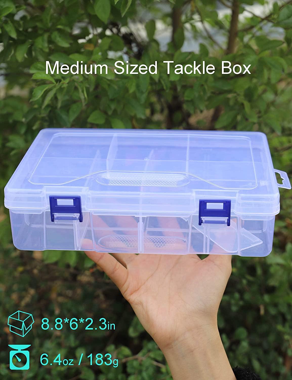 Fishing Storage Boxes, Multifunctional Dark Color Transparent Plastic 4  Compartments Fishing Tackle Accessory Box for Fishing Hooks