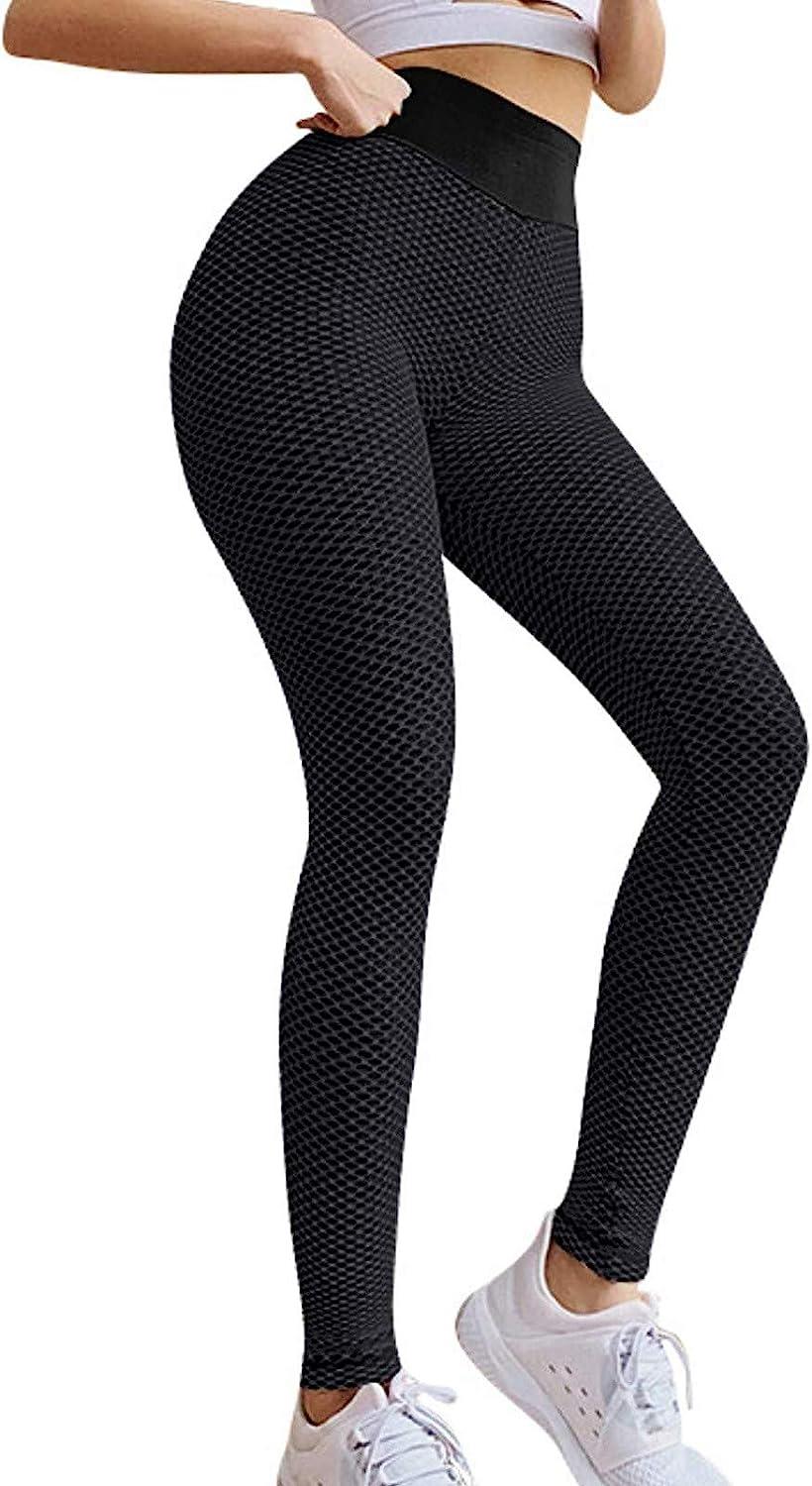 Women's Sheer Mesh High Waist Textured Yoga Pants Tummy Control Slimming  Booty Leggings Workout Running Butt Lift Tights
