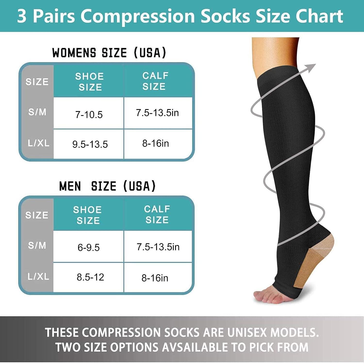  Athbavib 2 Pairs Zipper Compression Socks, 15-20 mmHg Closed  Toe Compression Stocking with Zipper for Women and Men : Health & Household