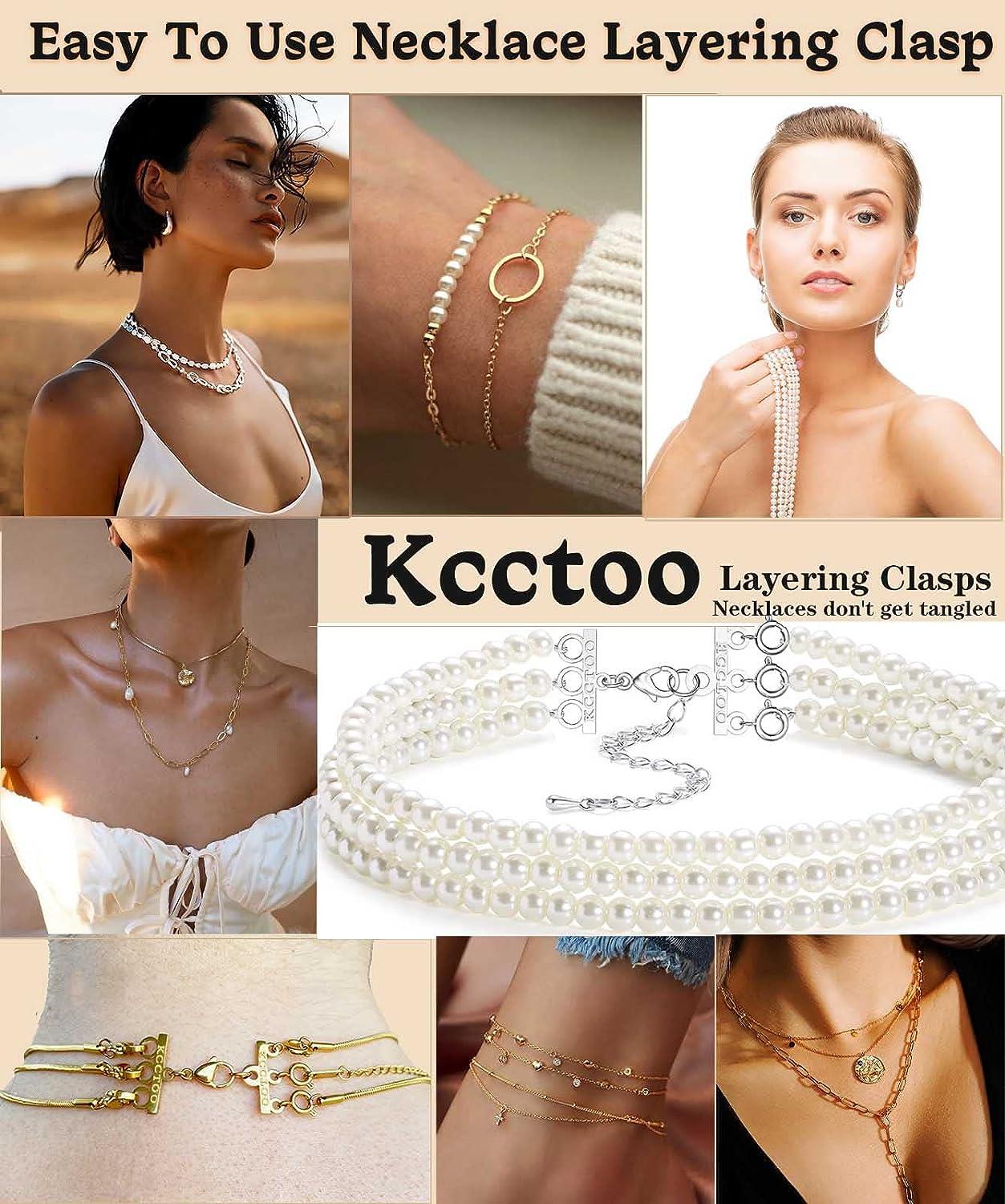 Kcctoo Necklace Layering Clasp Jewelry Separators Gold and Silver Magnetic  Multiple Necklace Clasp for Women Layered Look