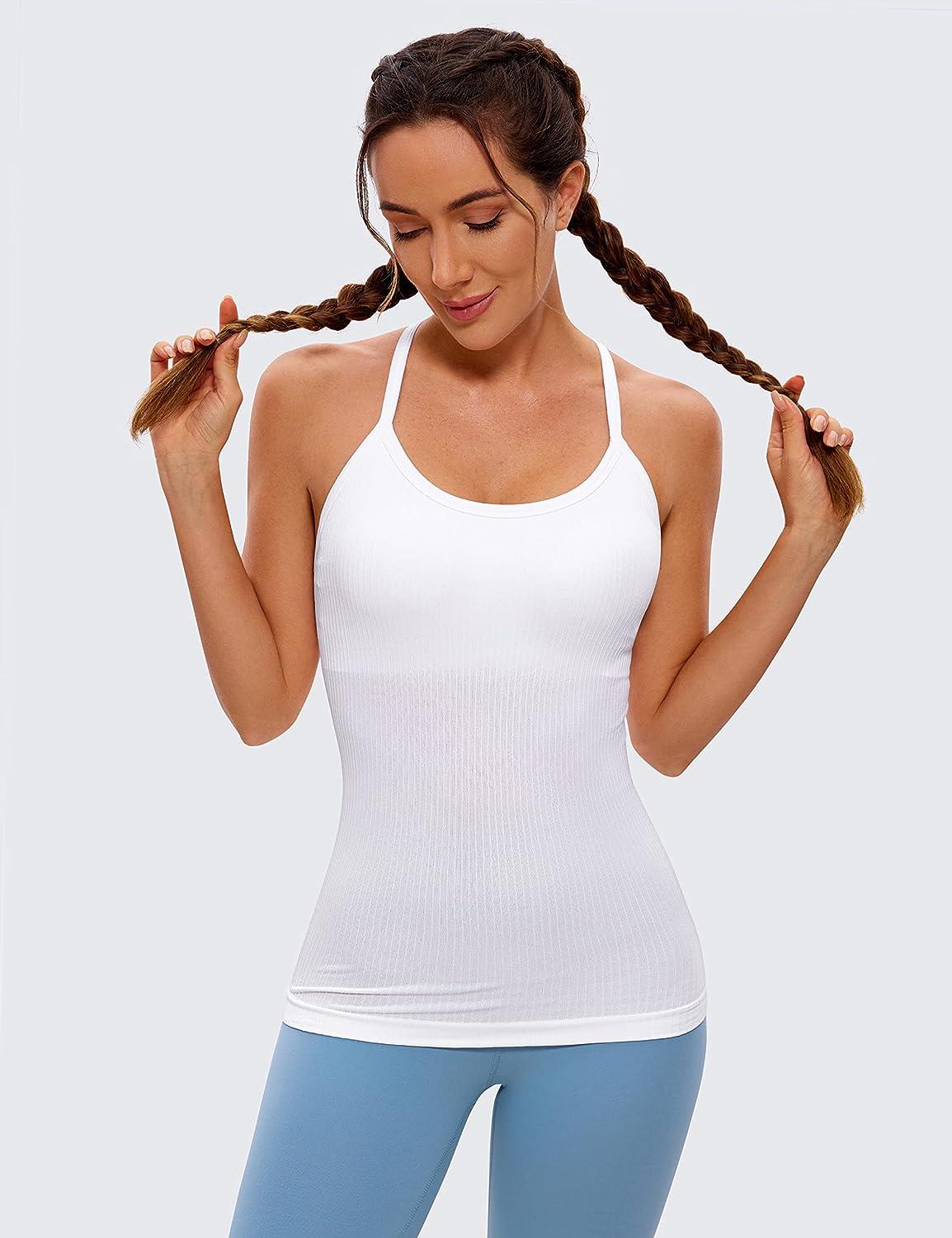 CRZ YOGA cRZ YOgA Womens Racerback Workout Tank Tops Loose Fit - Soft Pima  cotton Athletic Yoga Shirts Lightweight Pure Blue X-Large