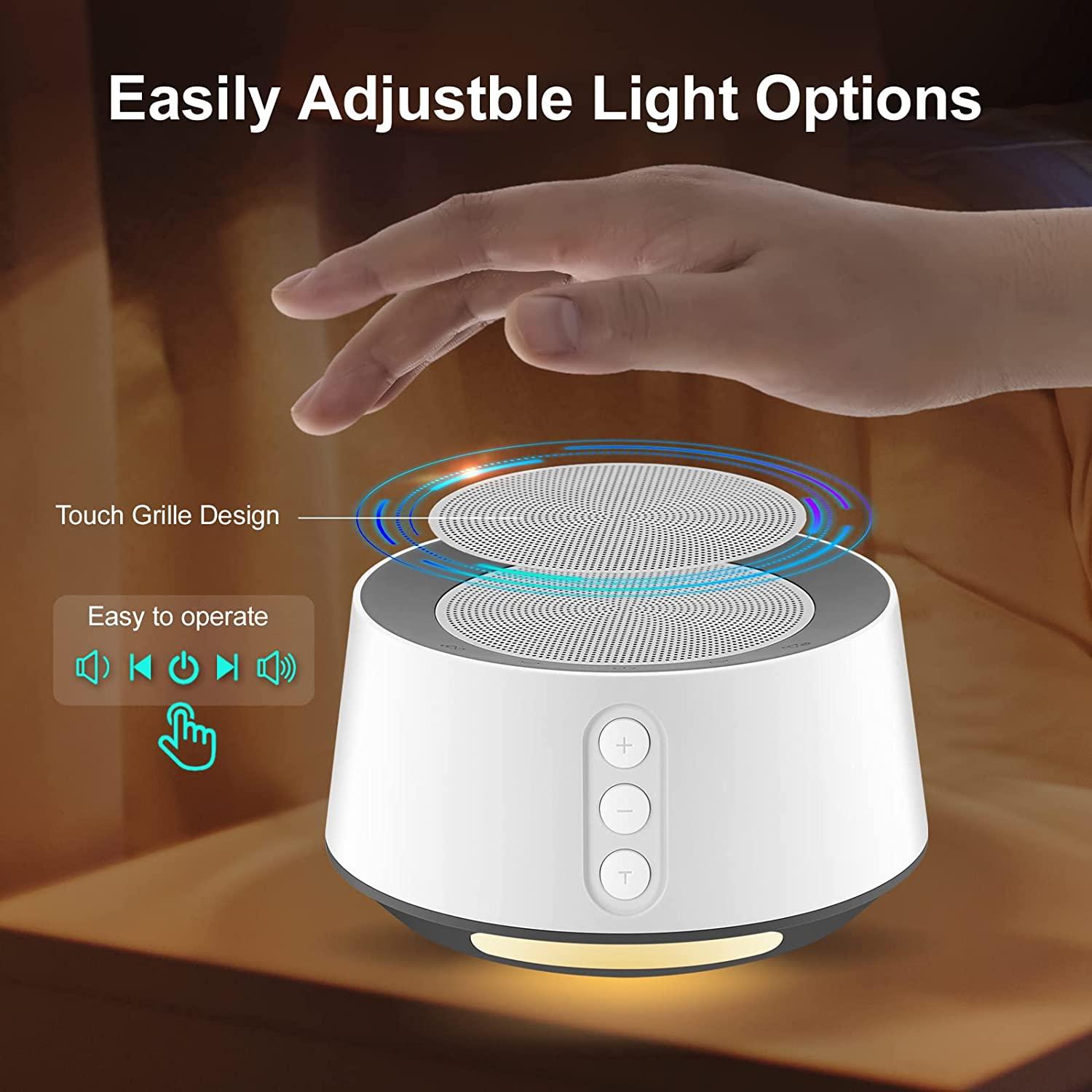 White Noise Machine with 30 High Fidelity Soundtracks, 7 Colors Night  Lights, Full Touch Metal Grille and Buttons, Timer and Memory Features,  Plug in