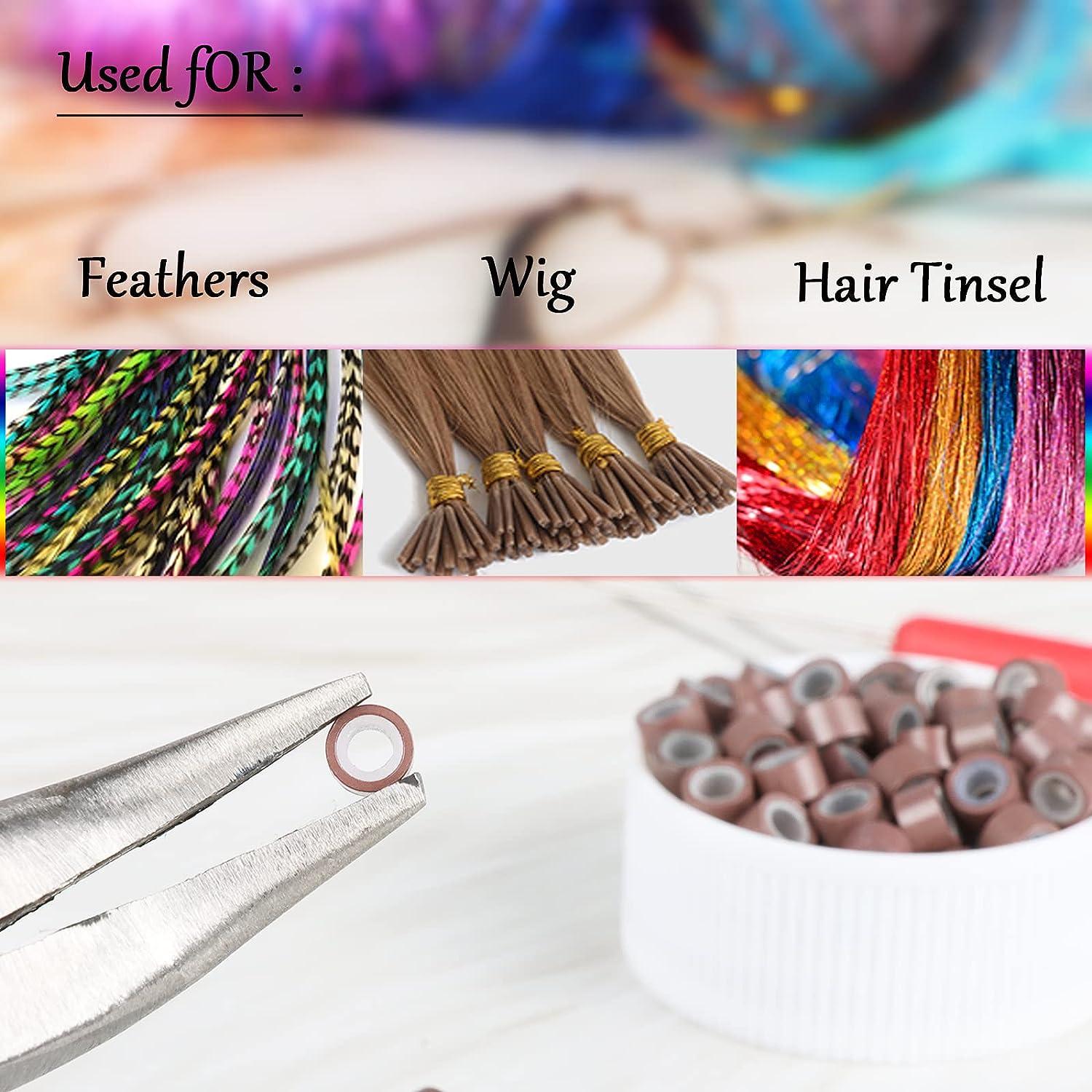 1000pcs/bottle Silicone Lined Feather Human Hair Extension Beads Link  Rings(dark Brown)