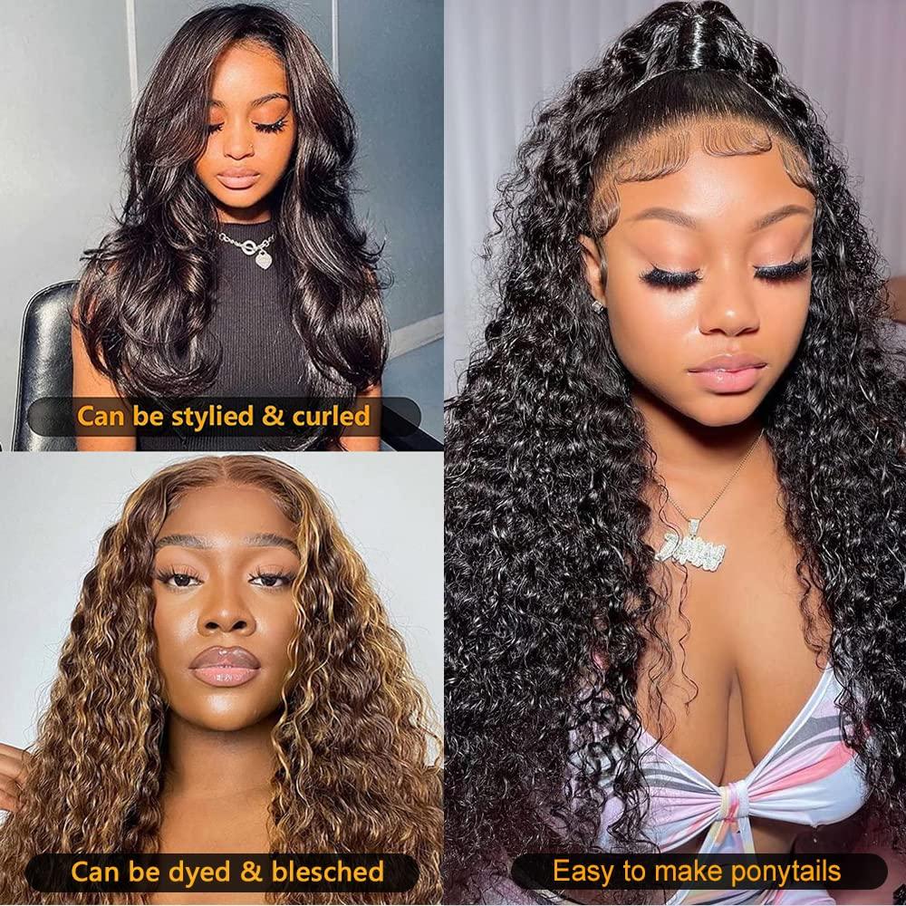 Short Curly Lace Frontal Wig, Human Hair Deep Wave Lace Front Wigs