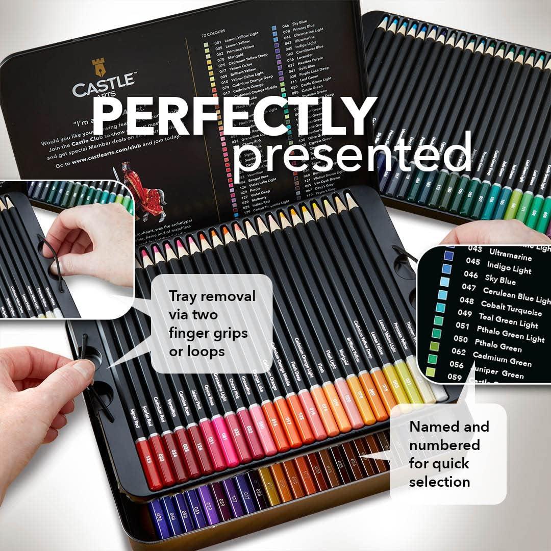 Castle Art Supplies 72 Watercolor Pencils Set, Vibrant Pigments for  Blending, Drawing and Painting