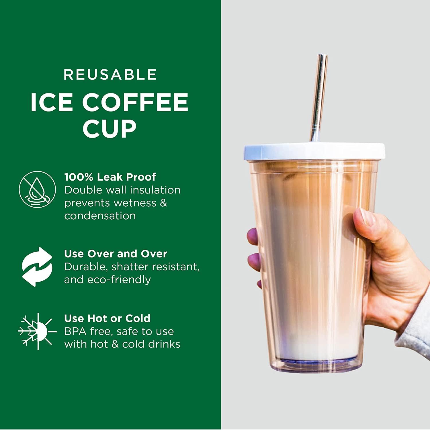 Plastic Iced Coffee Cup With Lid and Straw 