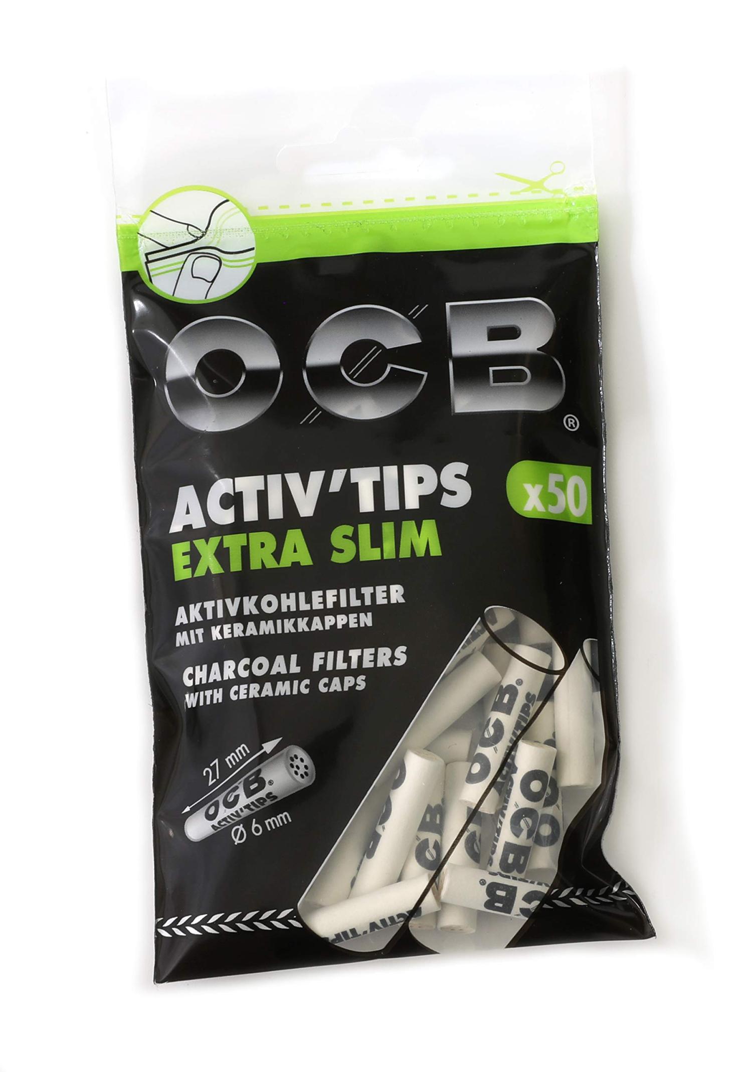Activ'Tips Slim Activated Charcoal Filters, OCB