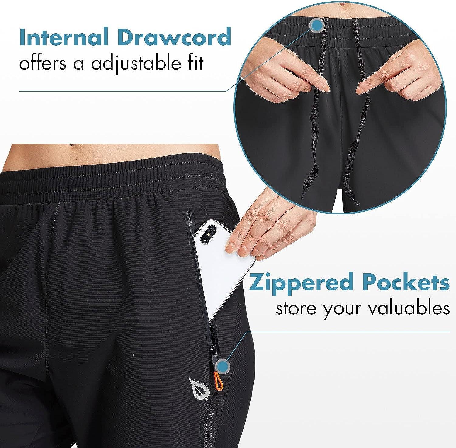 BALEAF Joggers Women's M Black Quick Dry Multi Use Athletic Zipper Pockets