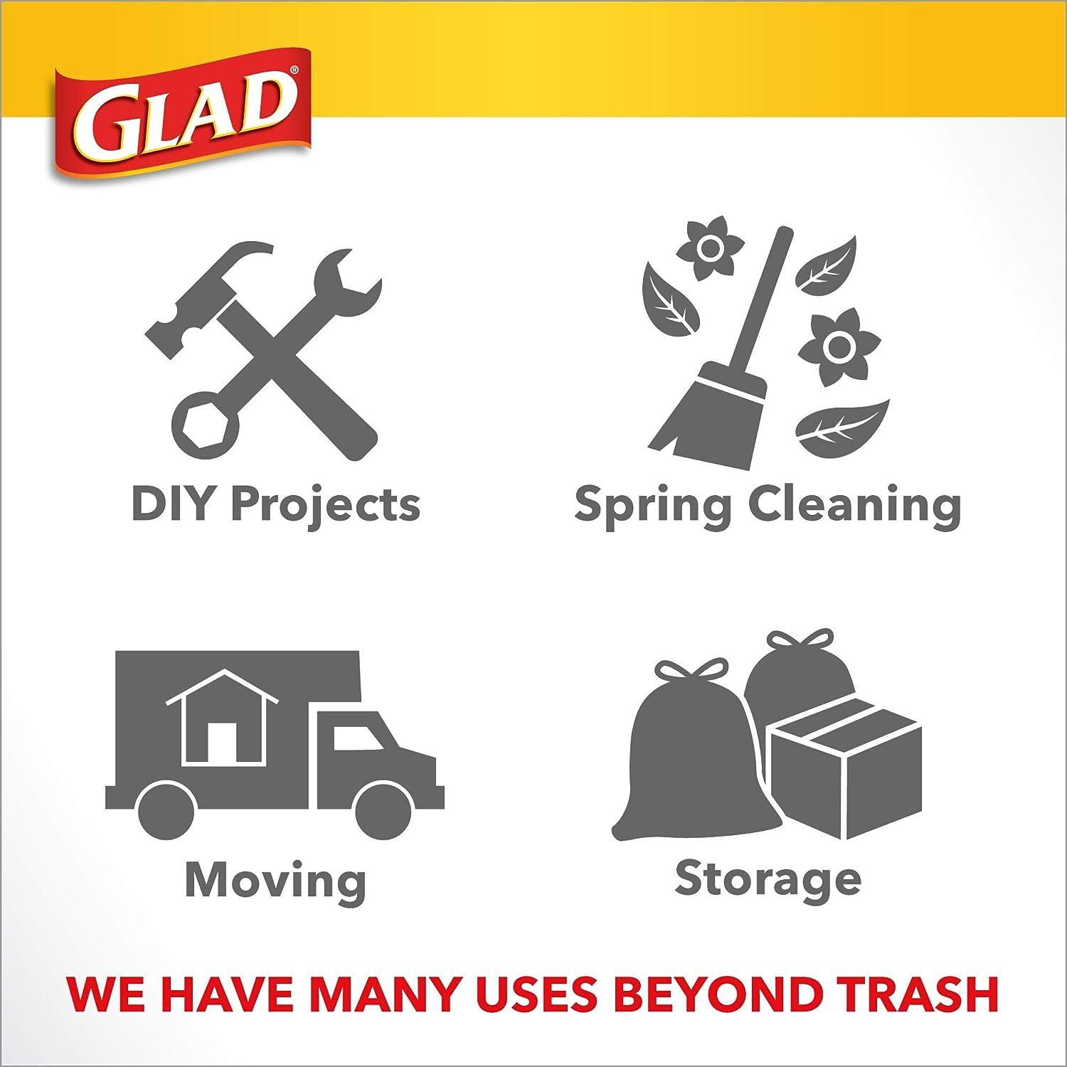 Glad® Large Drawstring Trash Bags, ForceFlex 30 Gallon Black Trash