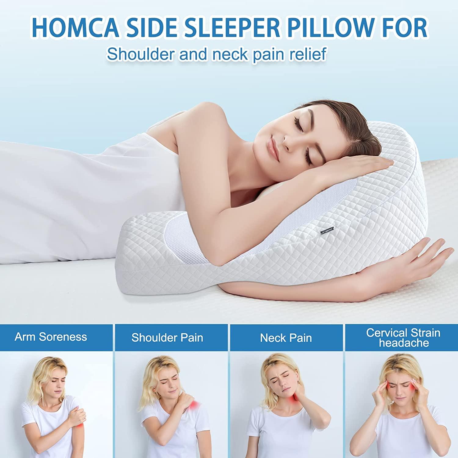 HOMCA Pillow for Side Sleeper Body Pillow for Adults Memory Foam Pillow  with U-Shaped Contoured Support for Neck, Back, and Shoulder Pain Relief  with