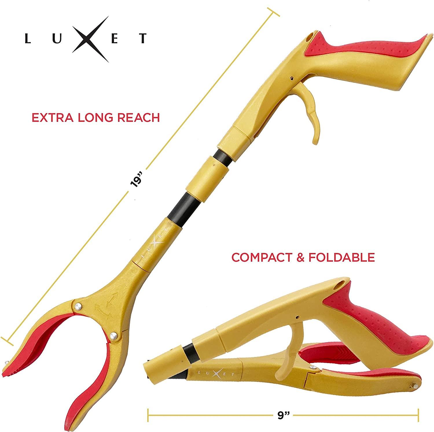 Grabber Reacher Tool New Version Long 19” Steel Foldable with Magnetic Tip  – LuxetProducts