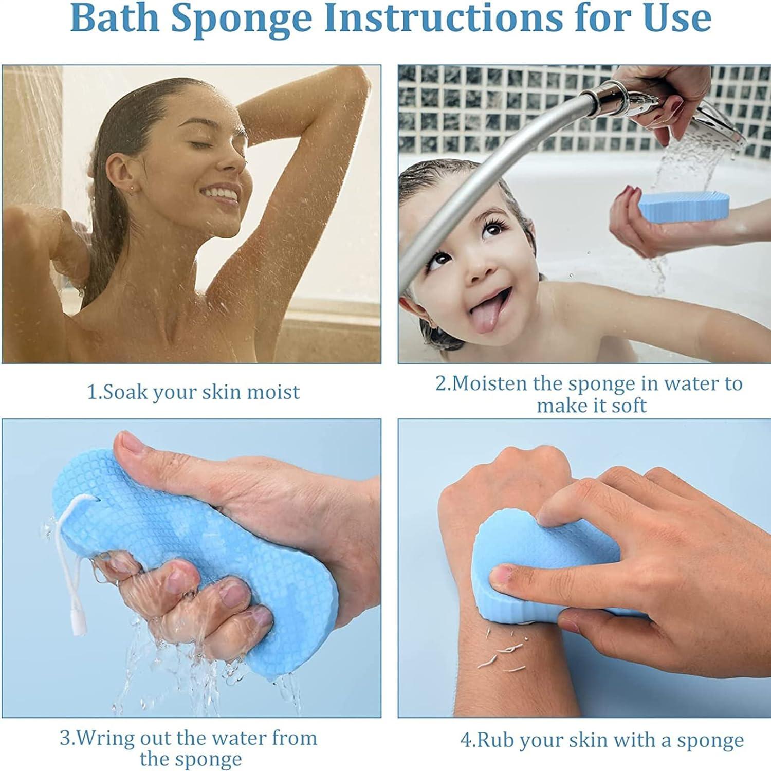 4pcs Super Soft Exfoliating Bath Sponge , Magic Body Shower Sponge ,Spa  Scrub Exfoliator Dead Skin Remove Reusable,Sponge Bath Sponge for Adults