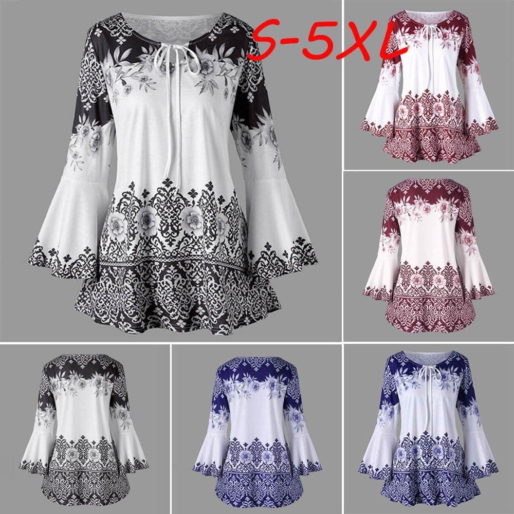 Ladies Casual Button Down Tops Women Loose Long Sleeve Summer Blouse Boho
