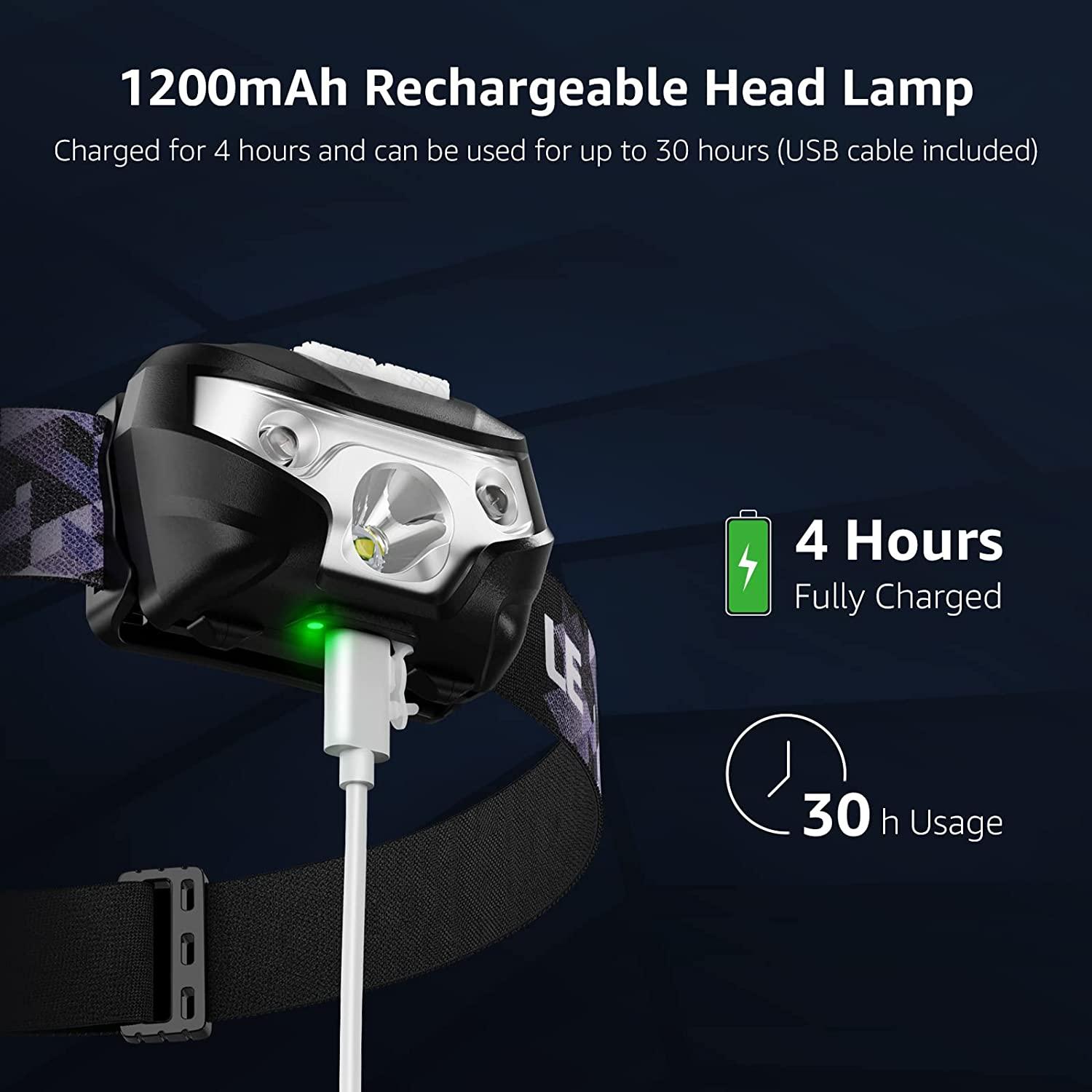 Headlamp Rechargeable L3200 High Lumen Head Lamp, Super Bright LED Head  Light with 5 Modes and White Red Light, Waterproof Forehead Flashlight for  Outdoor Camping, Hiking, Hunting, Running, Survival