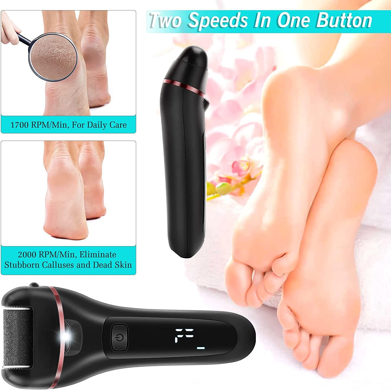 Rechargeable Electric Foot Scrubber With 3 Roller Heads And 2