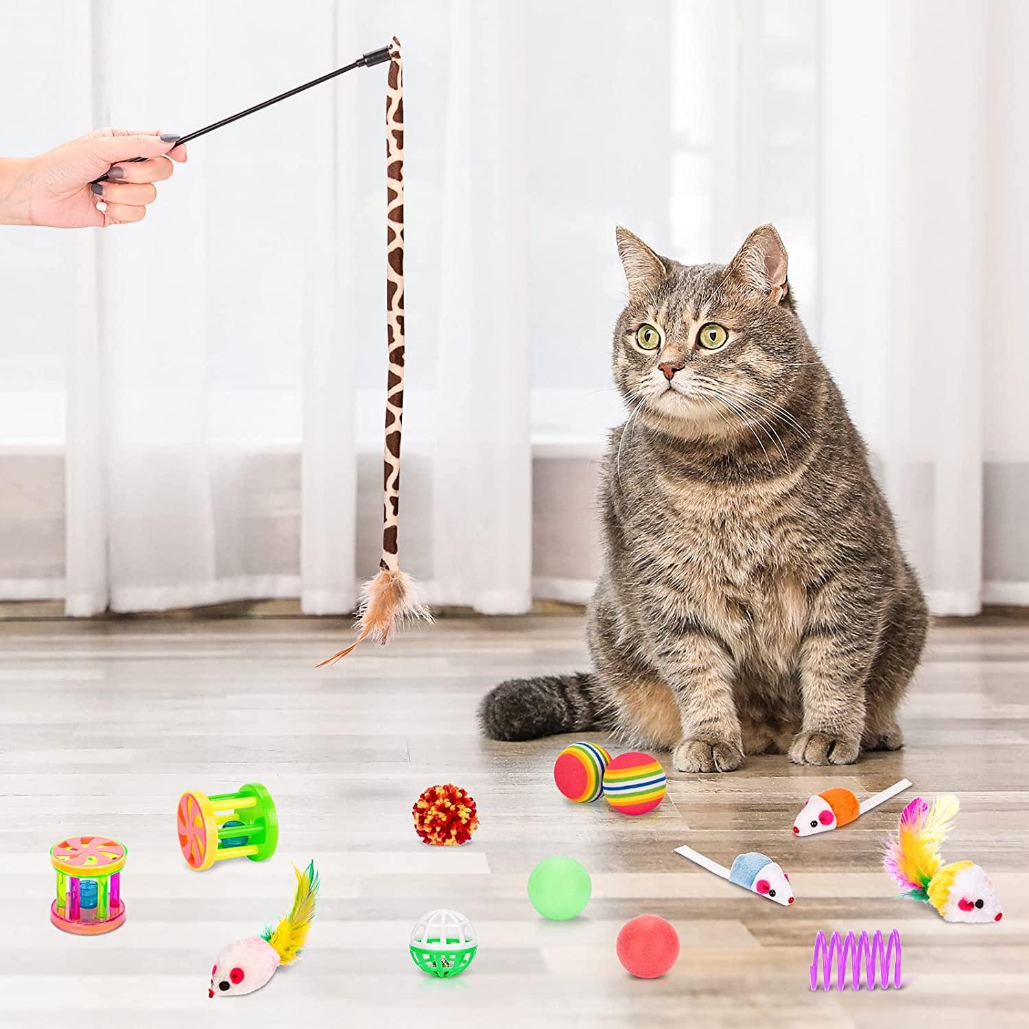 Funny Cat Toy Set Colorful Feather Replacement Interactive Cat