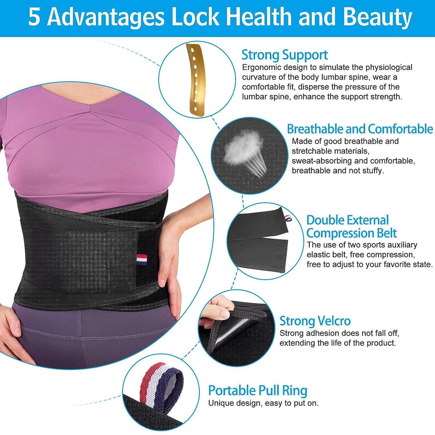 Bracepost Ergonomic Back Brace for Lower Back Pain Relief, 5 Stays,  Breathable Back Support Belt for Women Men, Adjustable Lumbar Support for