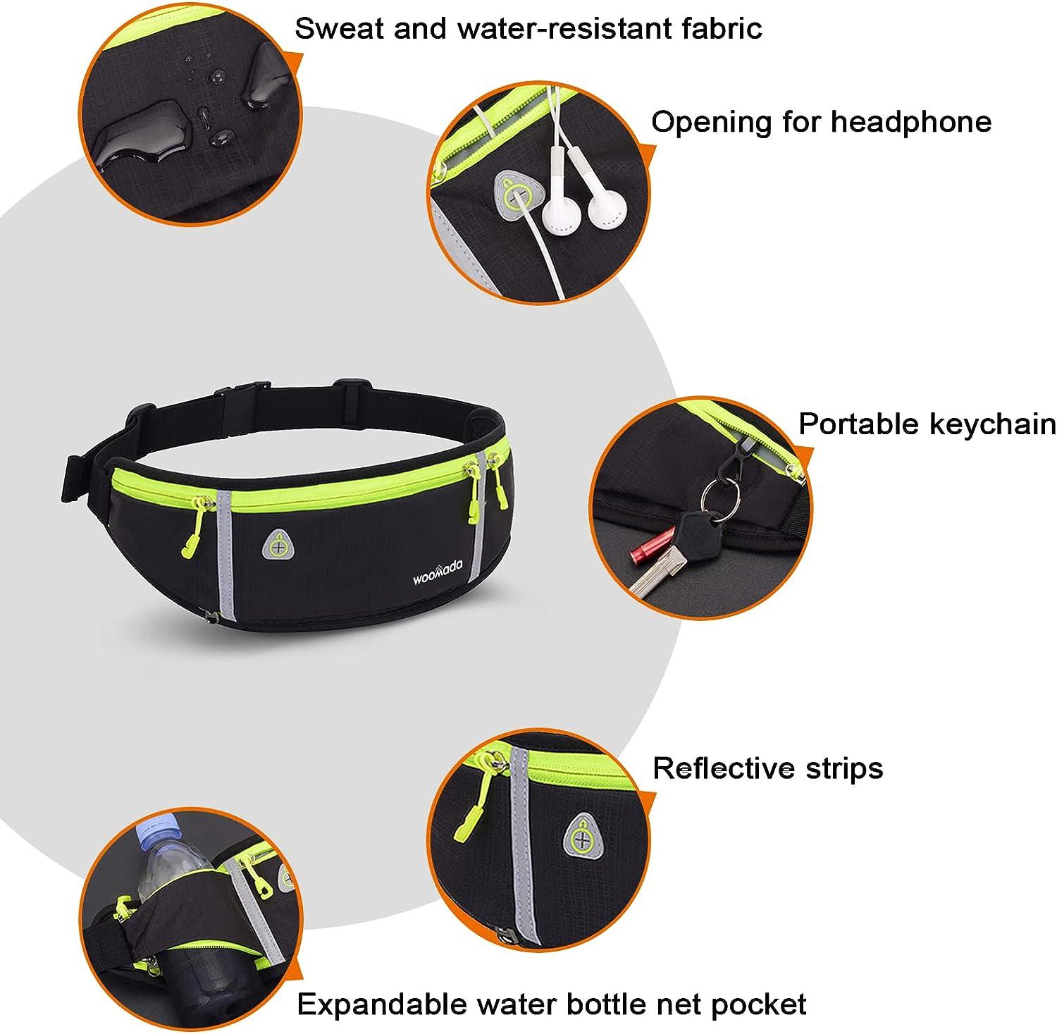 WOOMADA Slim Running Fanny Pack, Adjustable Running Belts with
