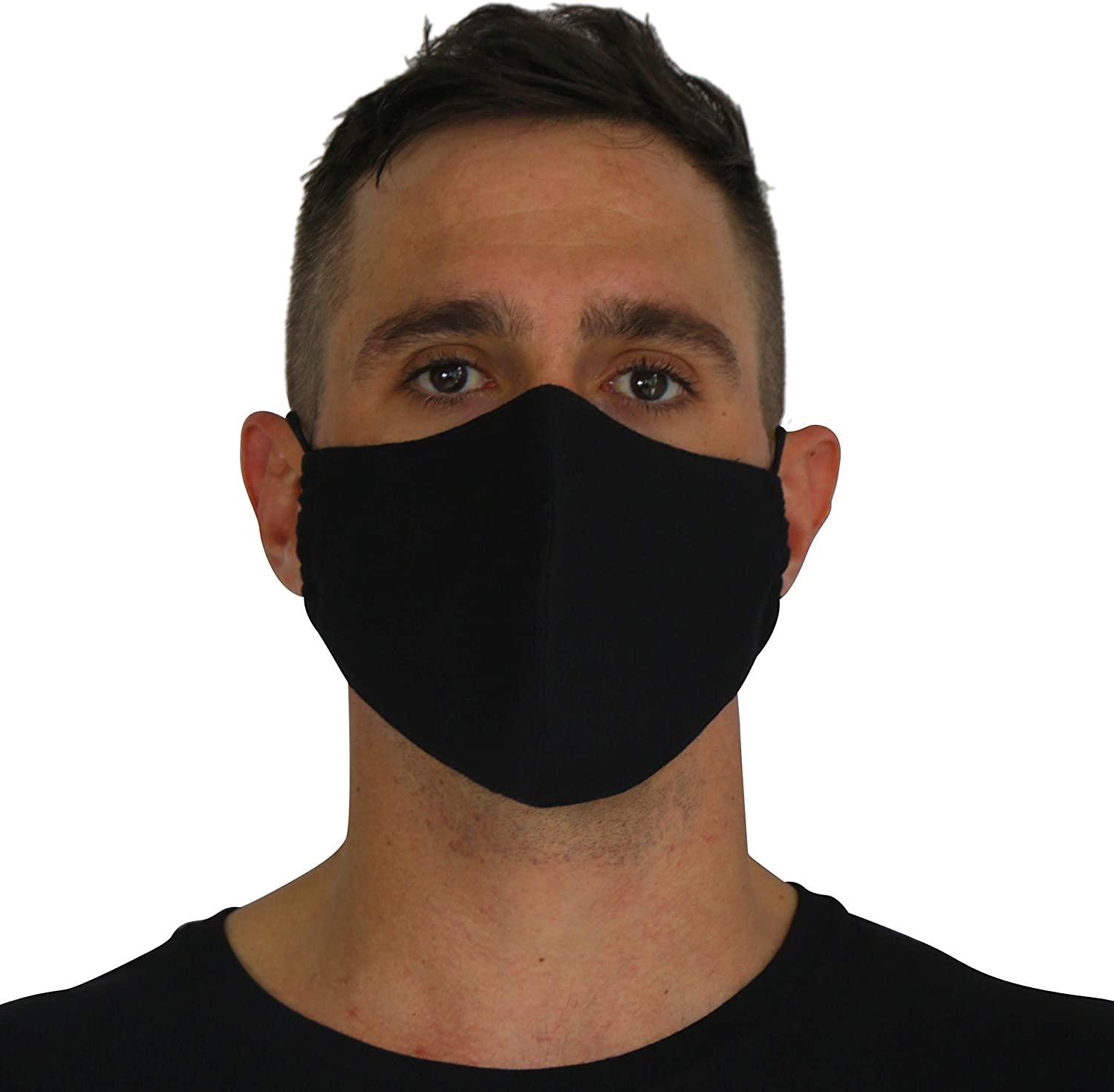 Black Cloth Face Masks for Men - 3 Pack Unisex Face Mask Reusable