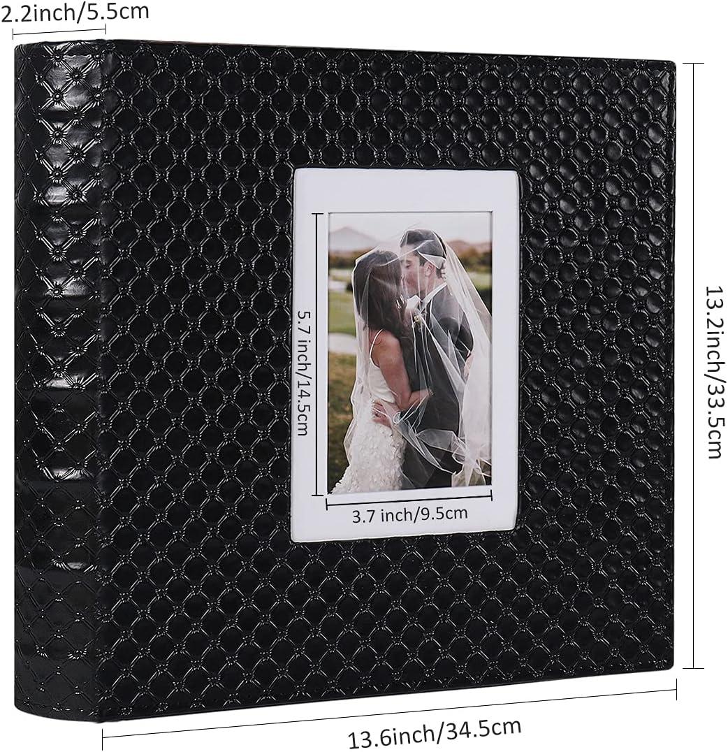  RECUTMS Photo Album 600 Pockets Leather Cover Black