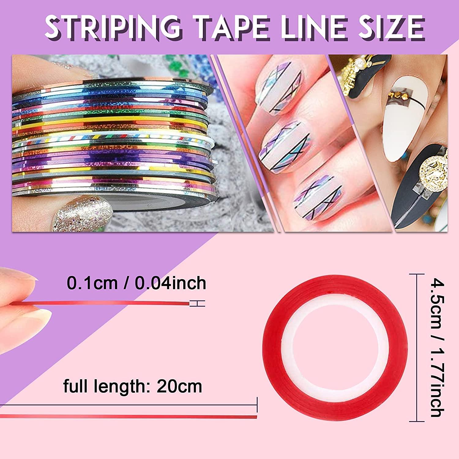 42Rolls Glitter Nail Striping Tape Line Nail Line Tape Strips for Design  Glitter Gold Black Red Nail Tape Strips Set, Self-Adhesive 1mm 2mm 3mm Nail  Supplies
