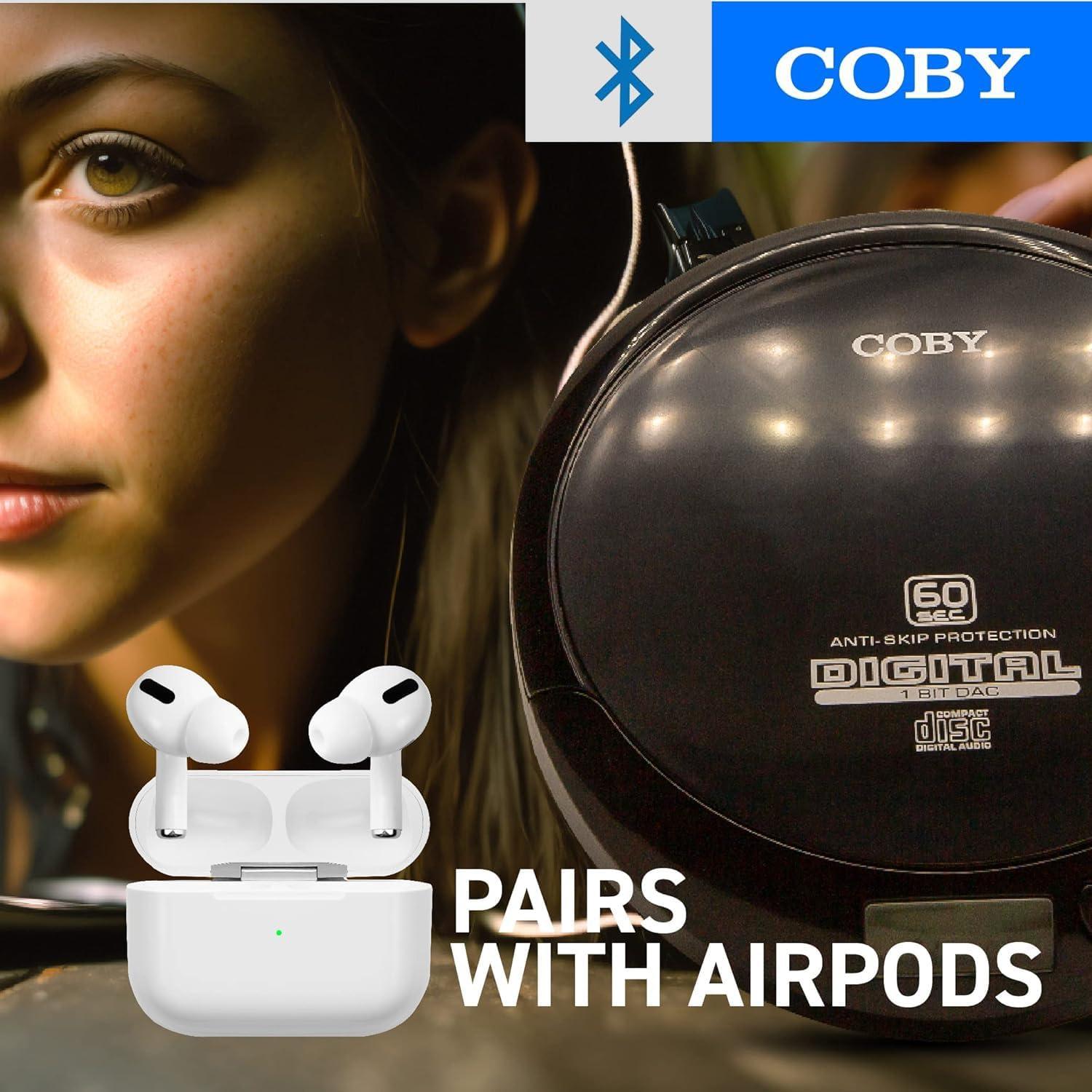 Coby Portable CD Player with Foldable Headphones, 60-Sec Anti-Skip Compact  Disc Player with Headset Bundle for Travel or Home Use
