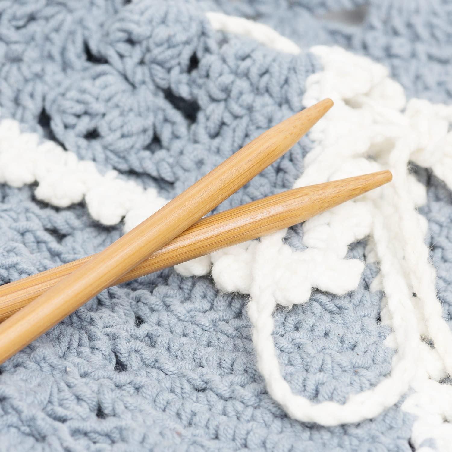 18 Pair 35cm Bamboo Knitting Needles Set Single Pointed Knitting