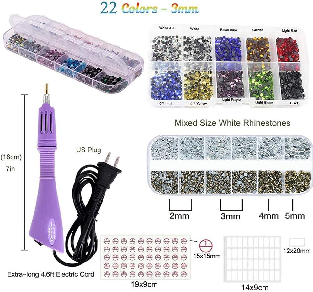 Epesl Bedazzler Kit with Rhinestones, Hot Fixed Gems Craft Applicator -  Diamond Painting Pen, Wax Pencil, Tweezers, Tray, Cleaning Brush, Picker