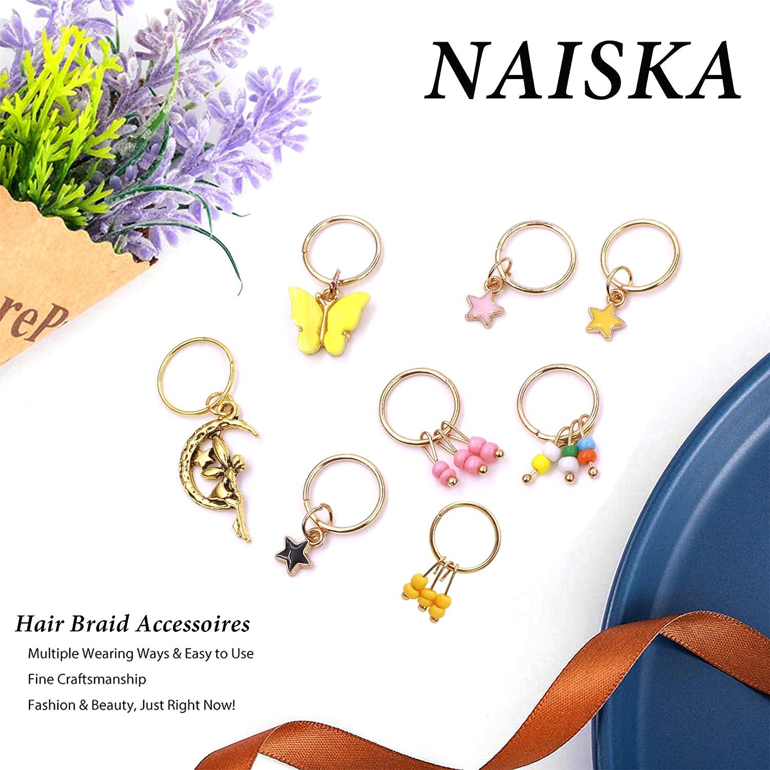NAISKA 20Pcs Gold Butterfly Braid Clips Pearl Shiny Hair Dreadlock  Accessories Colorful Butterflies Pendant Crystal Dreadlock Charms Star Braid  Beads Clips Cuffs Rings Hair Jewelry Gifts for Women and Teen Girls